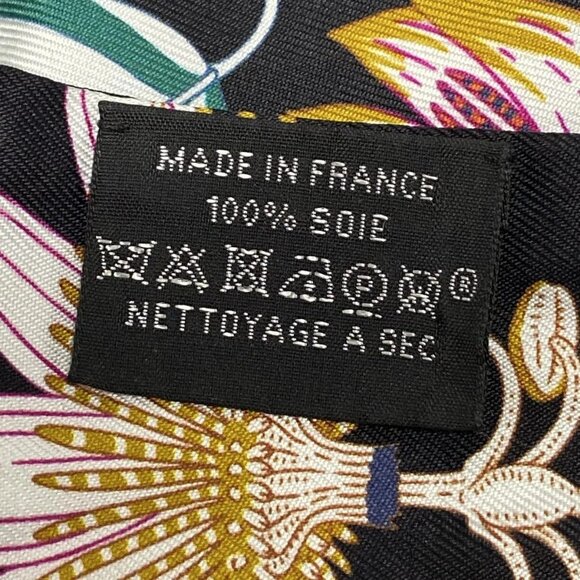 Auth HERMES Twilly - Black Cream Brown Multi Silk Scarf - Picture 3 of 5